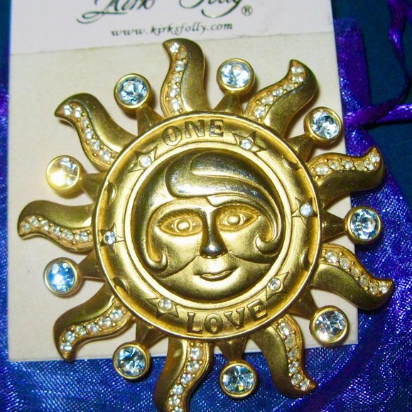 "KIRKS FOLLY NEW/SIGNED ONE LOVE BROOCH OR WEAR AS A PENDANT W/GREAT SPARKLE" - Picture 1 of 11